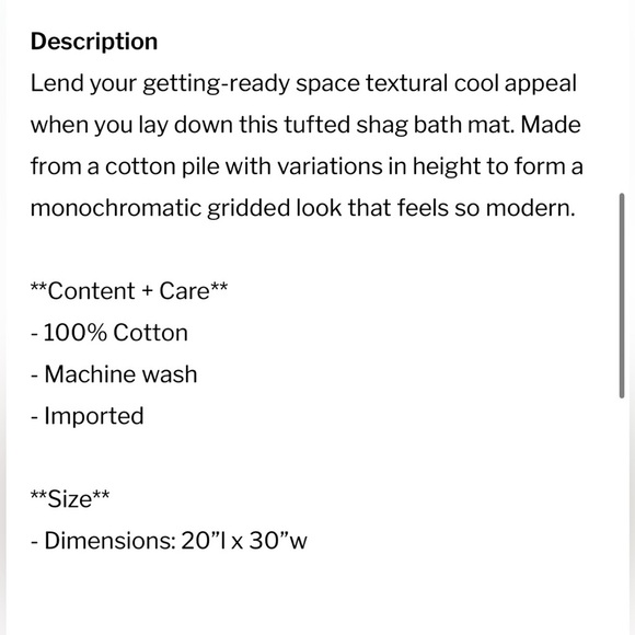 Urban Outfitters Shaggy Grid Bath Mat NWT - Picture 4 of 10